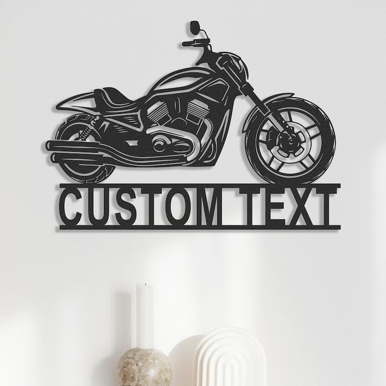 Custom Metal Garage Signs With Text, Personalized Motorcycle Wall Art Decor Gifts for Dad