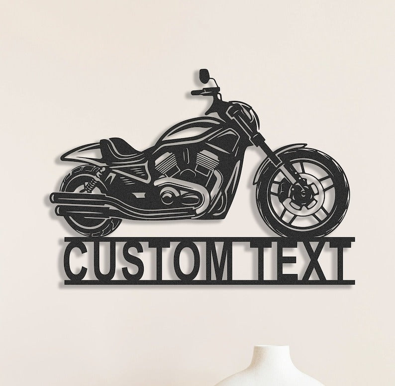 Custom Metal Garage Signs With Text, Personalized Motorcycle Wall Art Decor Gifts for Dad