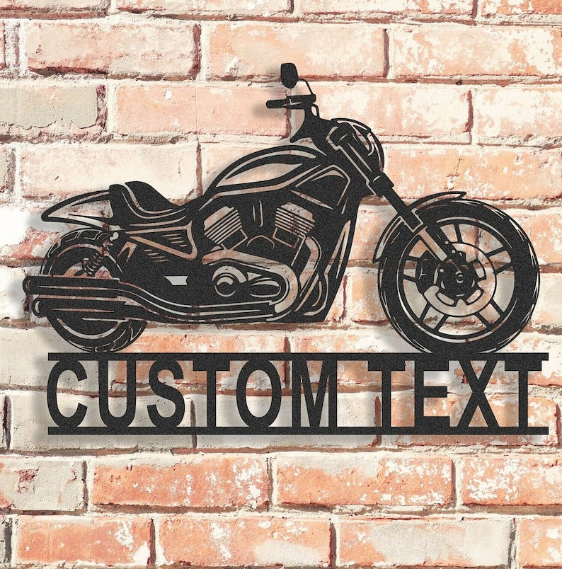 Custom Metal Garage Signs With Text, Personalized Motorcycle Wall Art Decor Gifts for Dad