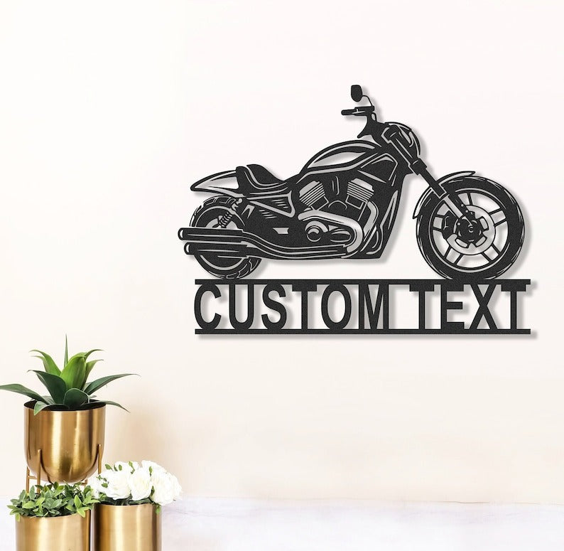 Custom Metal Garage Signs With Text, Personalized Motorcycle Wall Art Decor Gifts for Dad