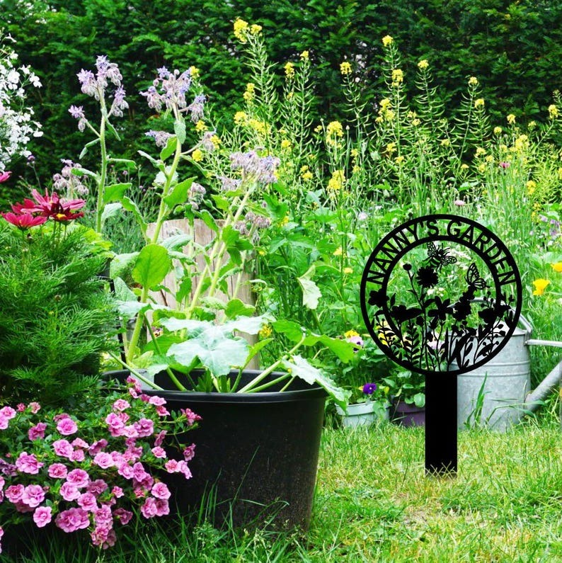 Personalized Garden Decor With Stake, Custom Garden Flower Name Sign, Yard Art, Outdoor Decor