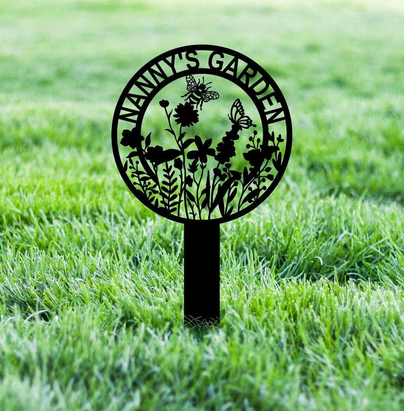 Personalized Garden Decor With Stake, Custom Garden Flower Name Sign, Yard Art, Outdoor Decor