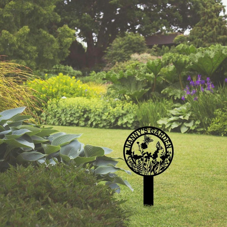 Personalized Garden Decor With Stake, Custom Garden Flower Name Sign, Yard Art, Outdoor Decor