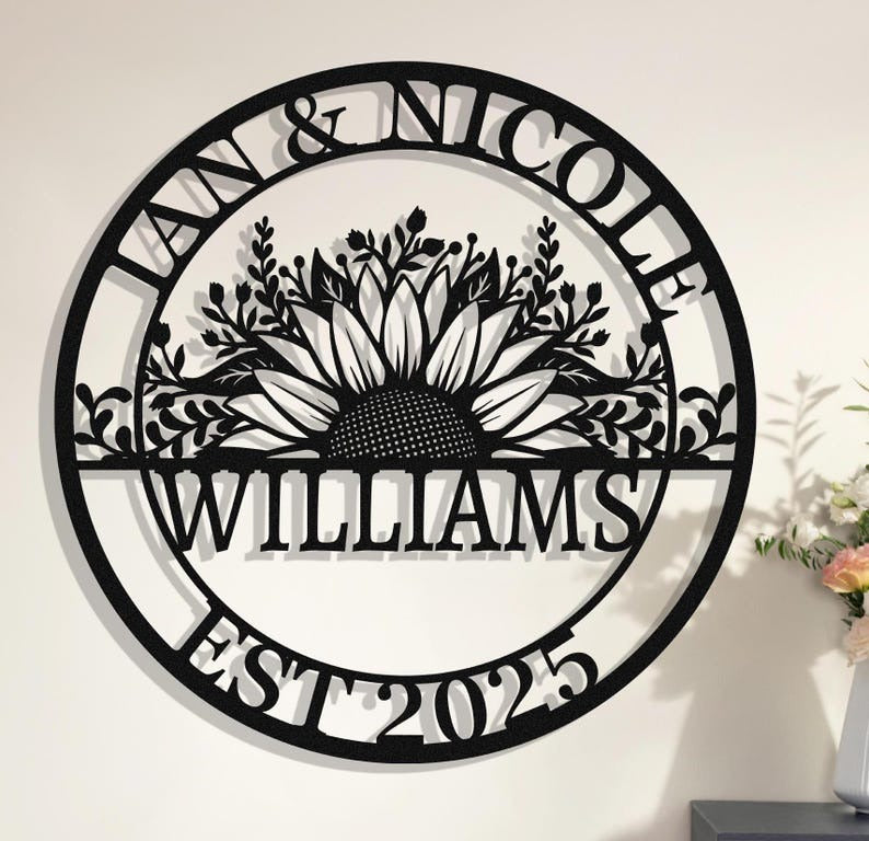 Personalized Wedding Sign Gifts, Custom Last Name Established Sign, Family Name Metal Wall Art