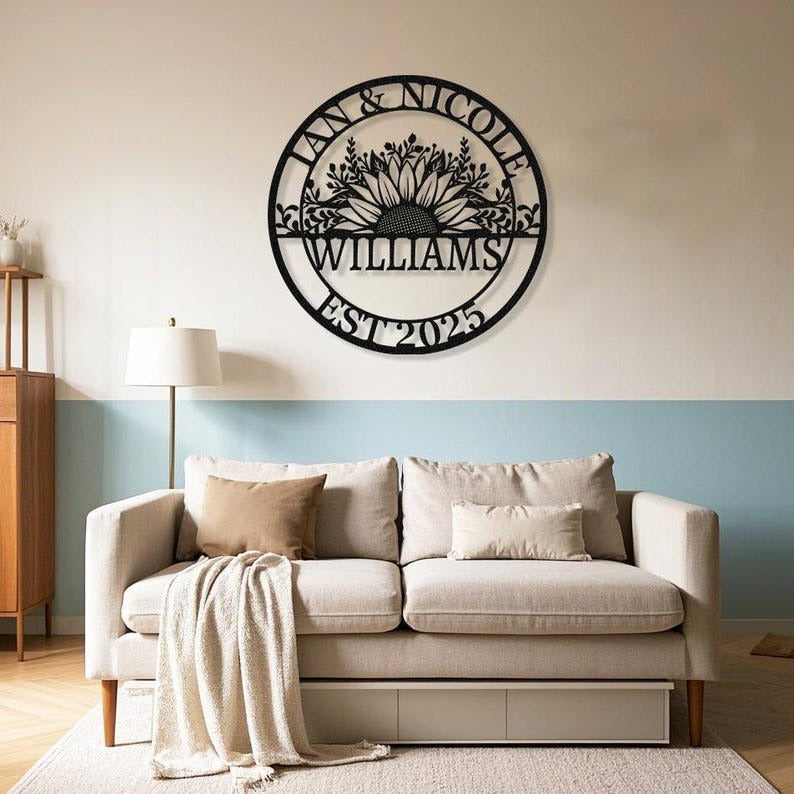 Personalized Wedding Sign Gifts, Custom Last Name Established Sign, Family Name Metal Wall Art
