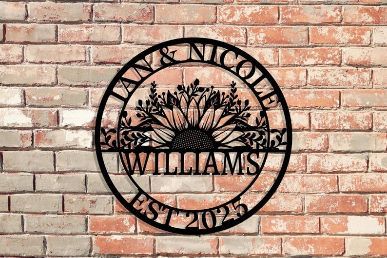 Personalized Wedding Sign Gifts, Custom Last Name Established Sign, Family Name Metal Wall Art