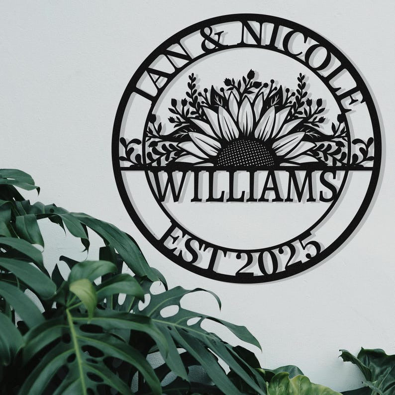 Personalized Wedding Sign Gifts, Custom Last Name Established Sign, Family Name Metal Wall Art