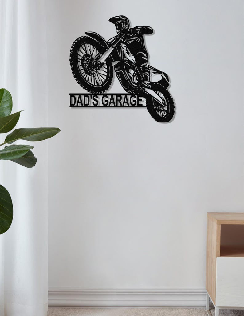 Custom Dirt Bike Metal Sign, Personalized Motocross Biker Name Sign, Motorcycle Biker Gifts for Dad Husband