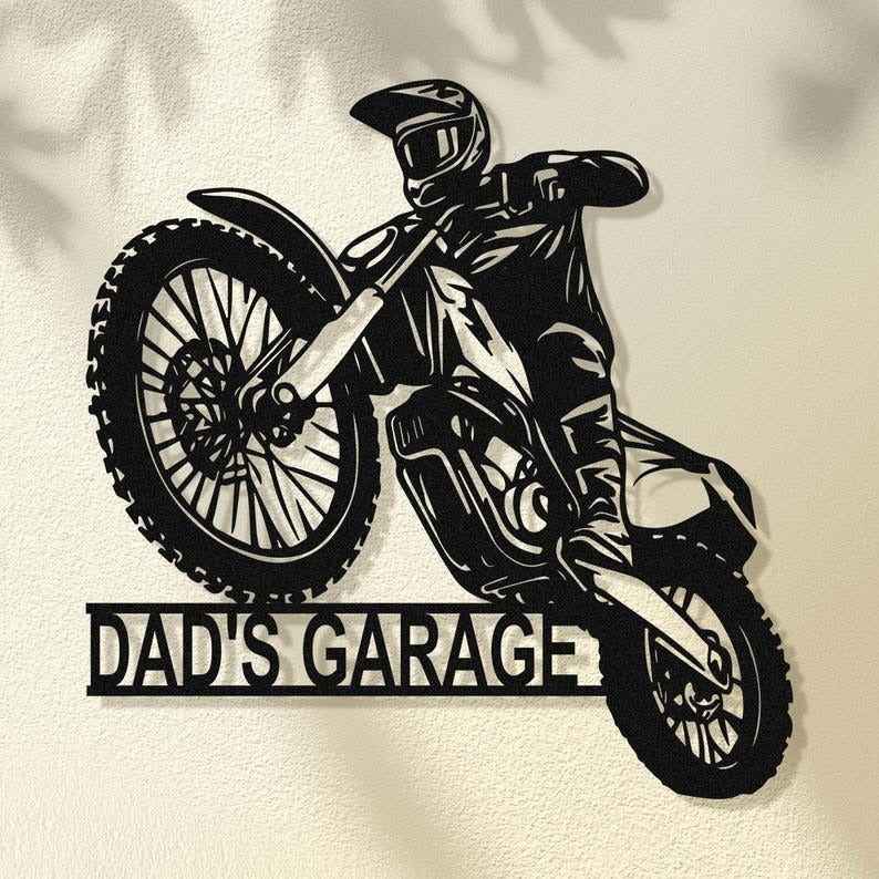 Custom Dirt Bike Metal Sign, Personalized Motocross Biker Name Sign, Motorcycle Biker Gifts for Dad Husband