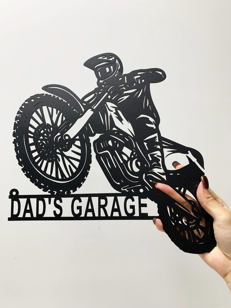 Custom Dirt Bike Metal Sign, Personalized Motocross Biker Name Sign, Motorcycle Biker Gifts for Dad Husband