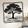 Custom Family Name Sign, Personalized Wedding Anniversary Gifts, Metal Forest Tree Wall Art